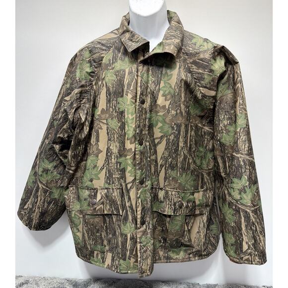 Vintage Duck Bay Snap Up Camo Rebark PVC Hunting Lined Jacket in Size Medium - Picture 1 of 8